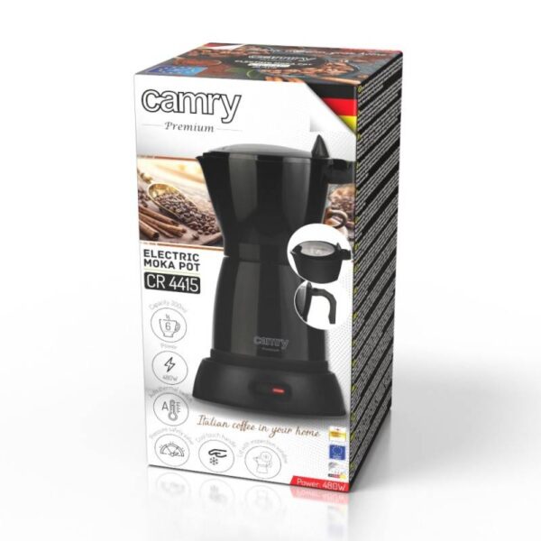 Електрическа кубинска кафеварка Camry CR 4415B, 480 W, 300ml, 6 ч, Автоматично изключване, Черен - Technomani