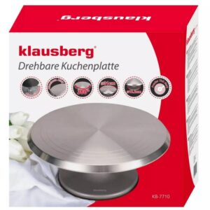 Поставка за торта Klausberg KB 7710, Въртене на 360 гр, 31 см, Сребрист - Technomani