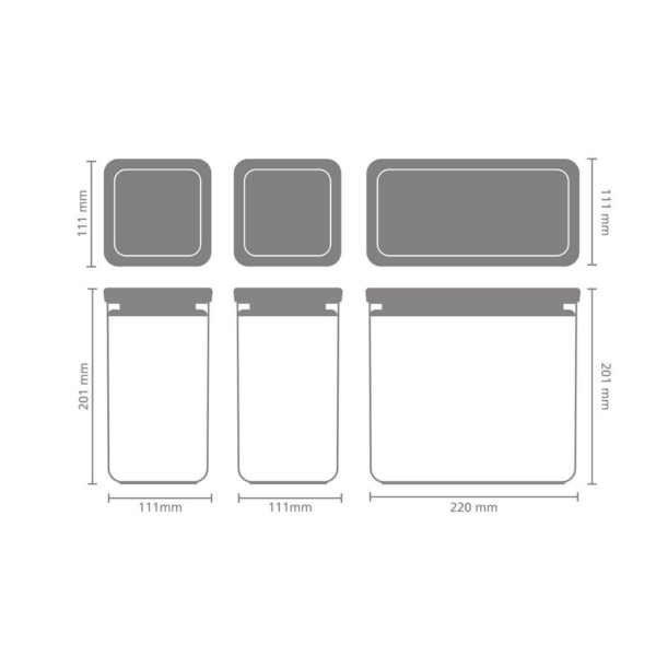 Кутии за съхранение на продукти комплект Brabantia Tasty+ Stackable 2x1.6L+1x3.5L - Technomani