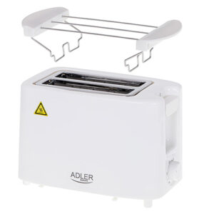 Тостер за 2 филийки Adler AD 3223, 900W, 6 настройки, Бял