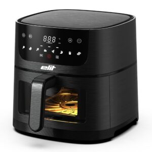 Фритюрник с горещ въздух Elit NUTRIFRY AF4000, Air Fryer, 1350W, 4л, Таймер, 8 програми, LED дисплей, Незалепващо покритие, Черен