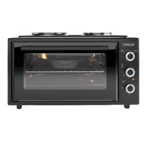 Малка готварска печка Finlux FMC-4535BF, 45 л, 1600 W, Два котлона, 3 функции, Емайл, Черен - Technomani