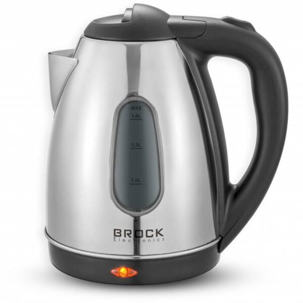 Електрическа кана Brock WK 0601 SS, 1500W, 1.8 л, Неръждаема стомана, Тройна защита, Инокс - Technomani