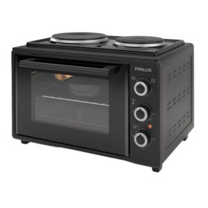 Малка готварска печка Finlux FMC-3524F, 35 л, 1400 W, Два котлона, 3 функции, Емайл, Черен - Technomani