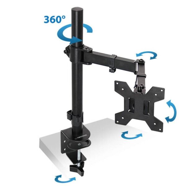 Стойка за монитор Esperanza ERW017, 10"-27", За 1 монитор, VESA 75/100 mm, До 8 кг, Черен - Technomani