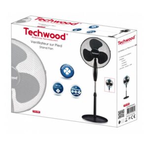 Вентилатор на стойка Techwood TVE-499, 45W, 40 см, Мрежа, 3 скорости, Осцилация, Черен - Technomani