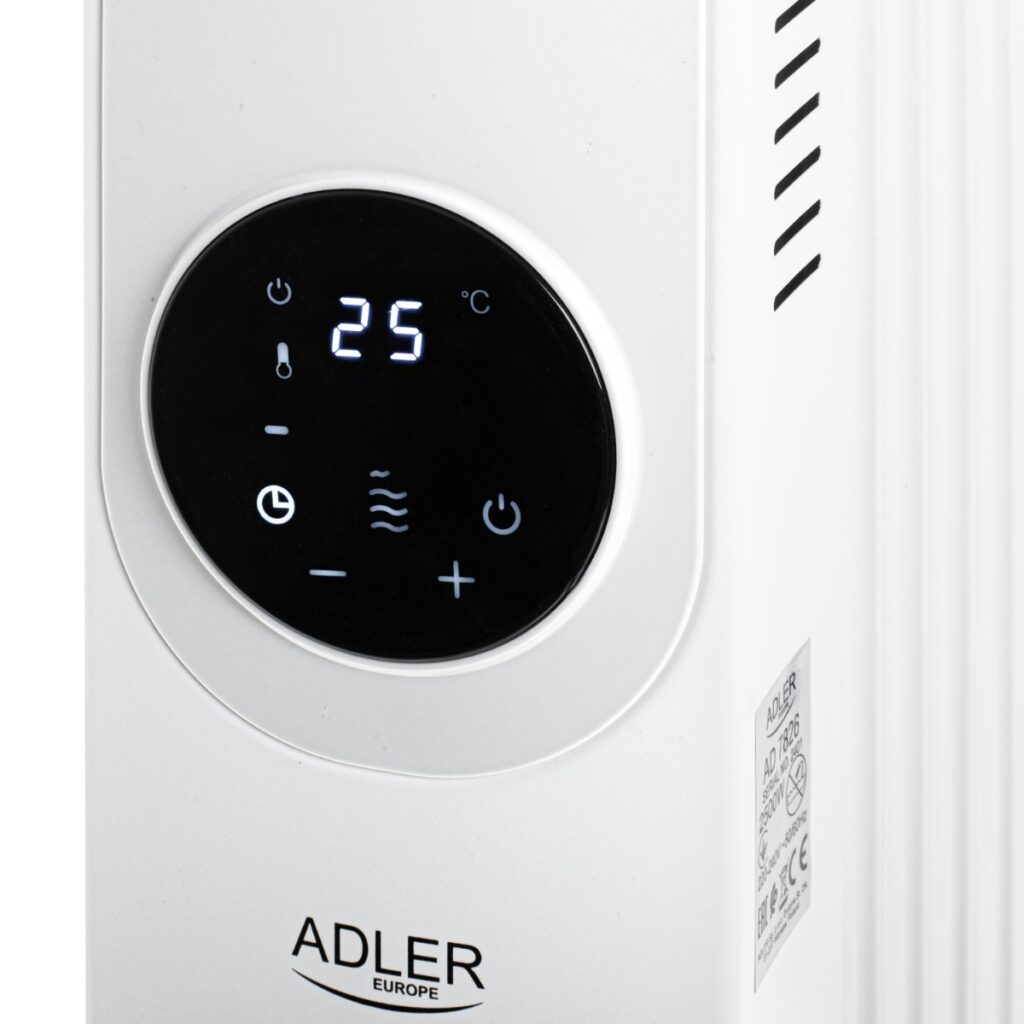 Маслен радиатор Adler AD 7826, 2500W, Дистанционно управление, 13 ребра, 3 степени, LED дисплей, Регулиране на температура