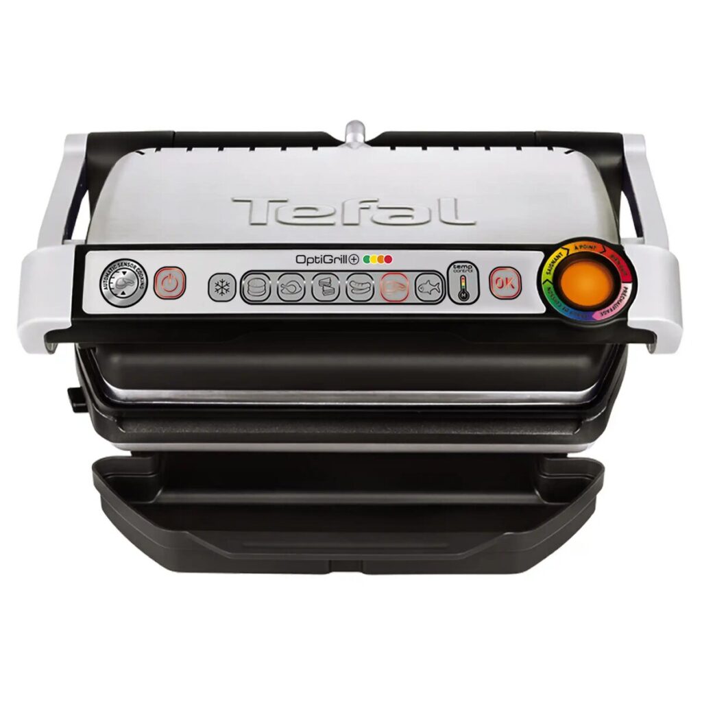 Електрическа грил скара Tefal OptiGrill+ GC712D34, 2000 W, 6 автоматични програми, Инокс/Черен - Technomani.bg