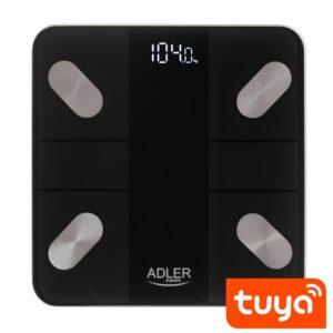 Кантар Adler AD 8186, SMART Tuya, До 180 кг, LED дисплей, 3 x ААА, Черен - Technomani