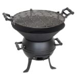 Чугунено барбекю ELITE BBQ-630, Дървени въглища, 30 см площ за скара, Регулируема дръжка, Черен - Technomani